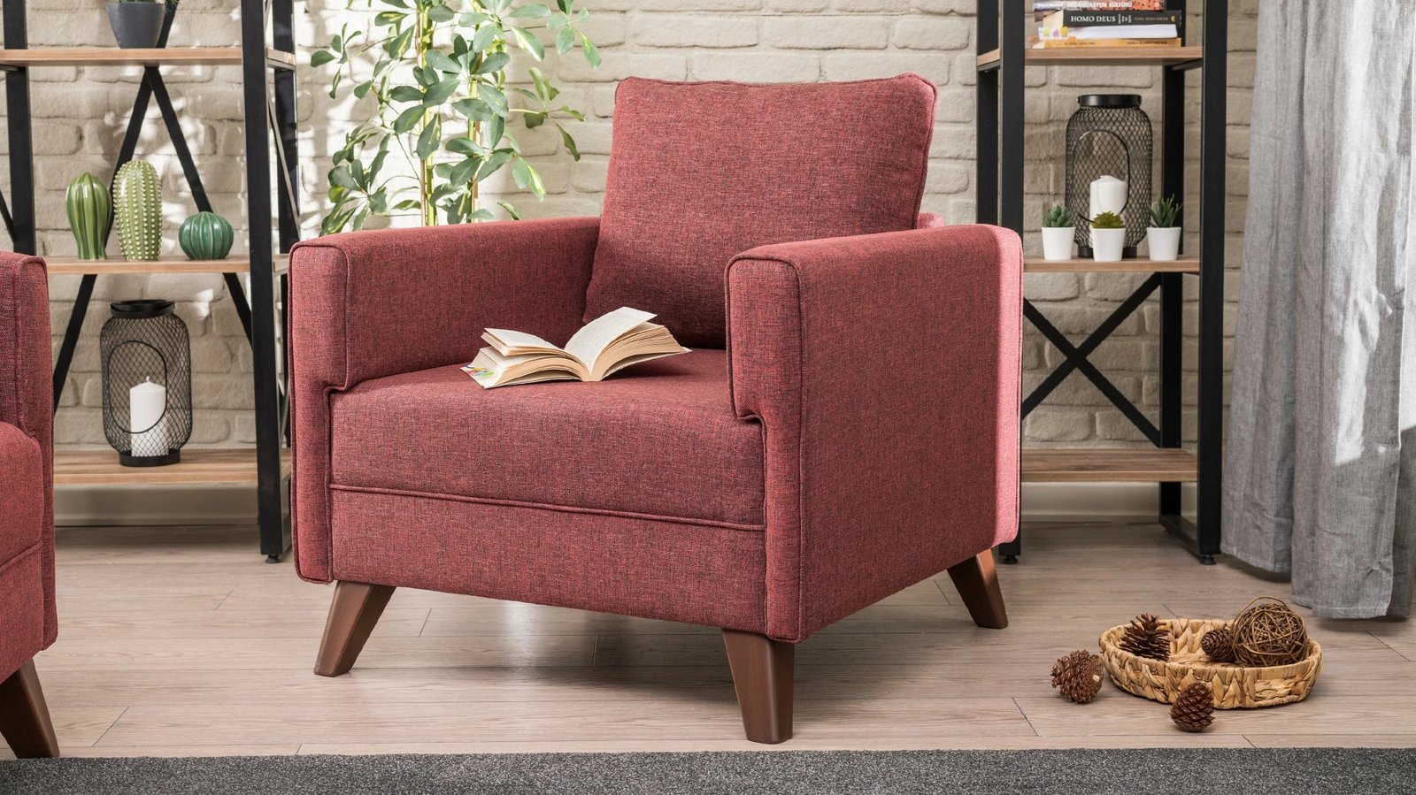Fotel një vendësh Atelier del Sofa, Bella, ngjyrë e kuqe e errët