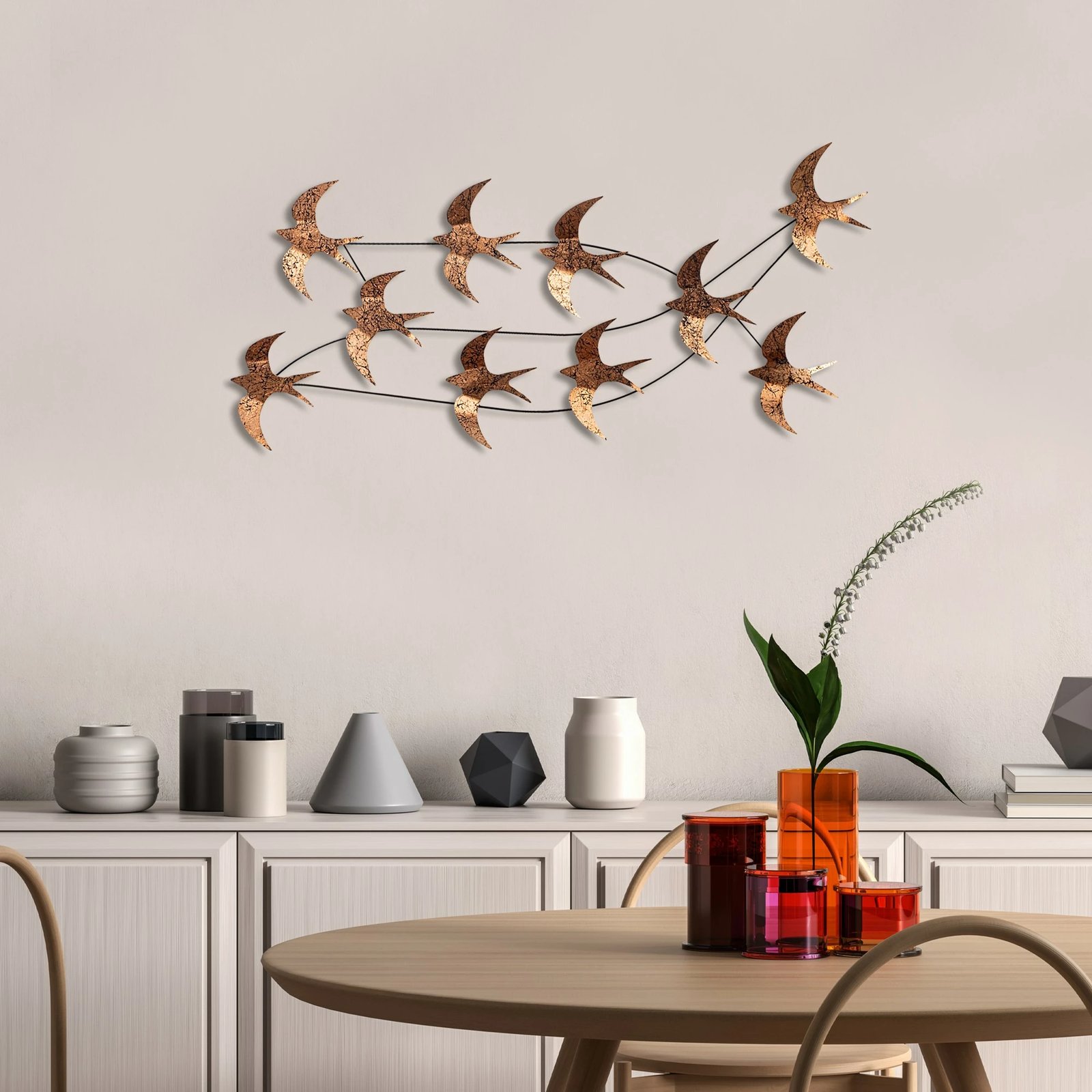 Aksesor muri dekorativ metalik, tufë dallëndyshesh, Wallity, shumëngjyrësh