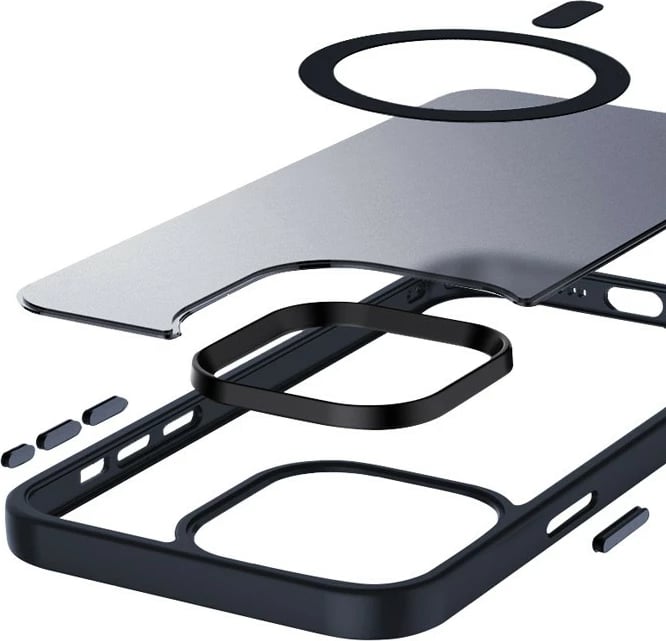 Mbështjellës CRONG Hybrid Frost MAG Cover për iPhone 15 Pro Max, MagSafe, navy blue