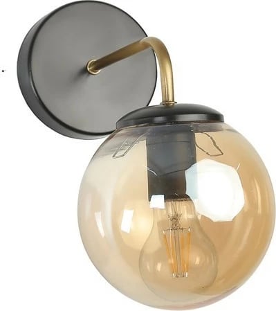 Aplik muri Opviq Pablo, metal i zi, xham amber Aplik muri Opviq Pablo, metal i zi, xham amber