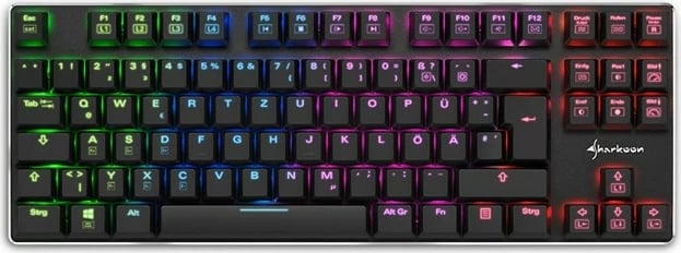 Tastierë mekanike Sharkoon PureWriter TKL RGB, Kailh Choc Low Profile Blue, DE-Layout, e zezë