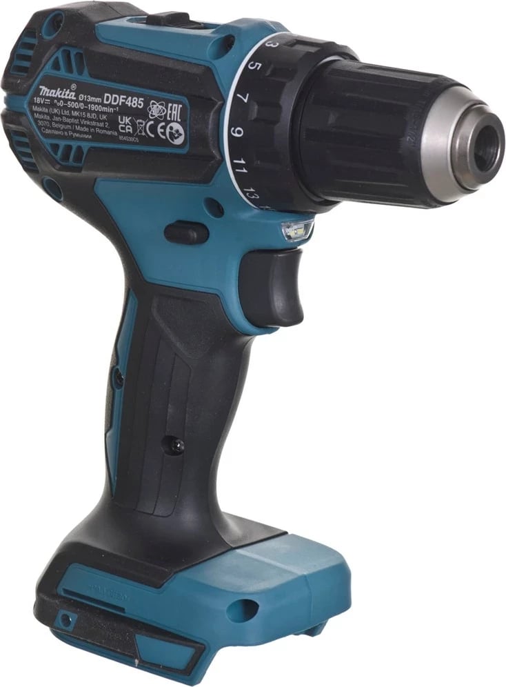 Makita DDF485Z, 1900 RPM, pa çelës, 1.7 kg, Zi, Blu