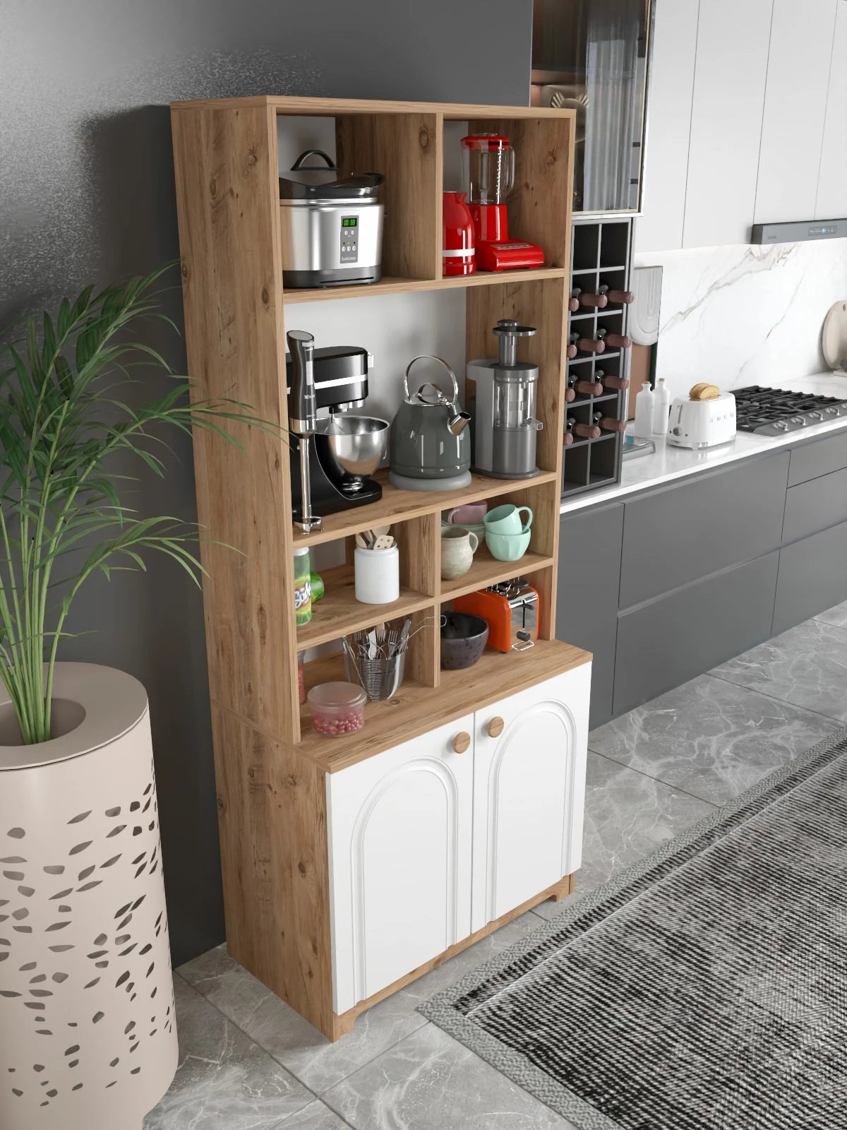 Dollap multifunksional Skye Decor, ngjyrë Atlantic Pine dhe e bardhë, Lunora