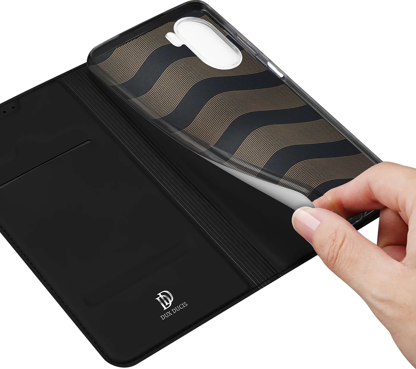 Mbështjellës Dux Ducis Skin Pro për Vivo Y16/Y02s, me kapak, xhep kartelash, i zi