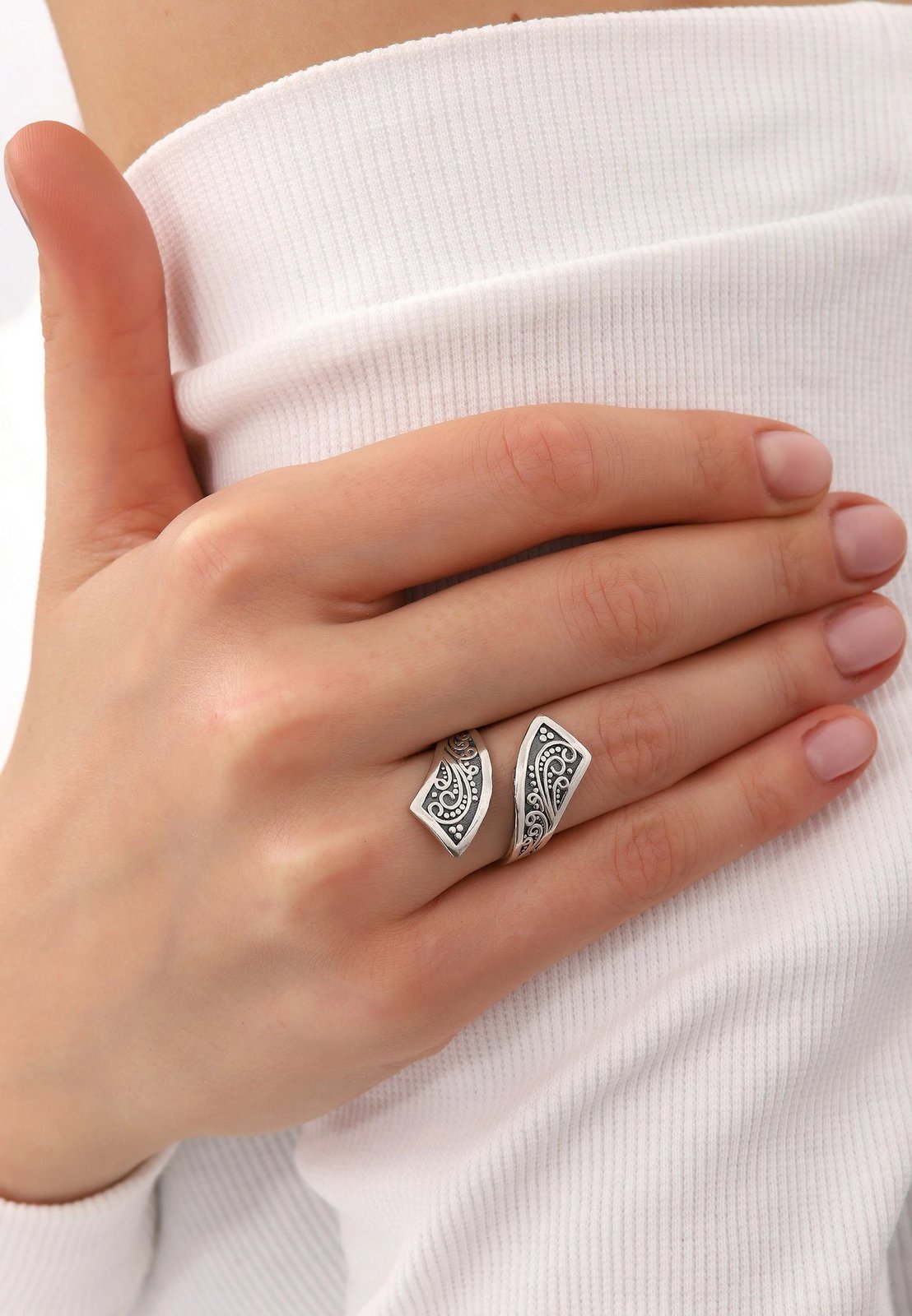 Unazë argjendi Jumeon, e hapur, ngjyrë argjendi, AOYZ2046