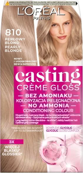 Bojë për flokë për femra L'Oreal Paris Casting Creme Gloss 810 Pearl Blonde, 1 copë