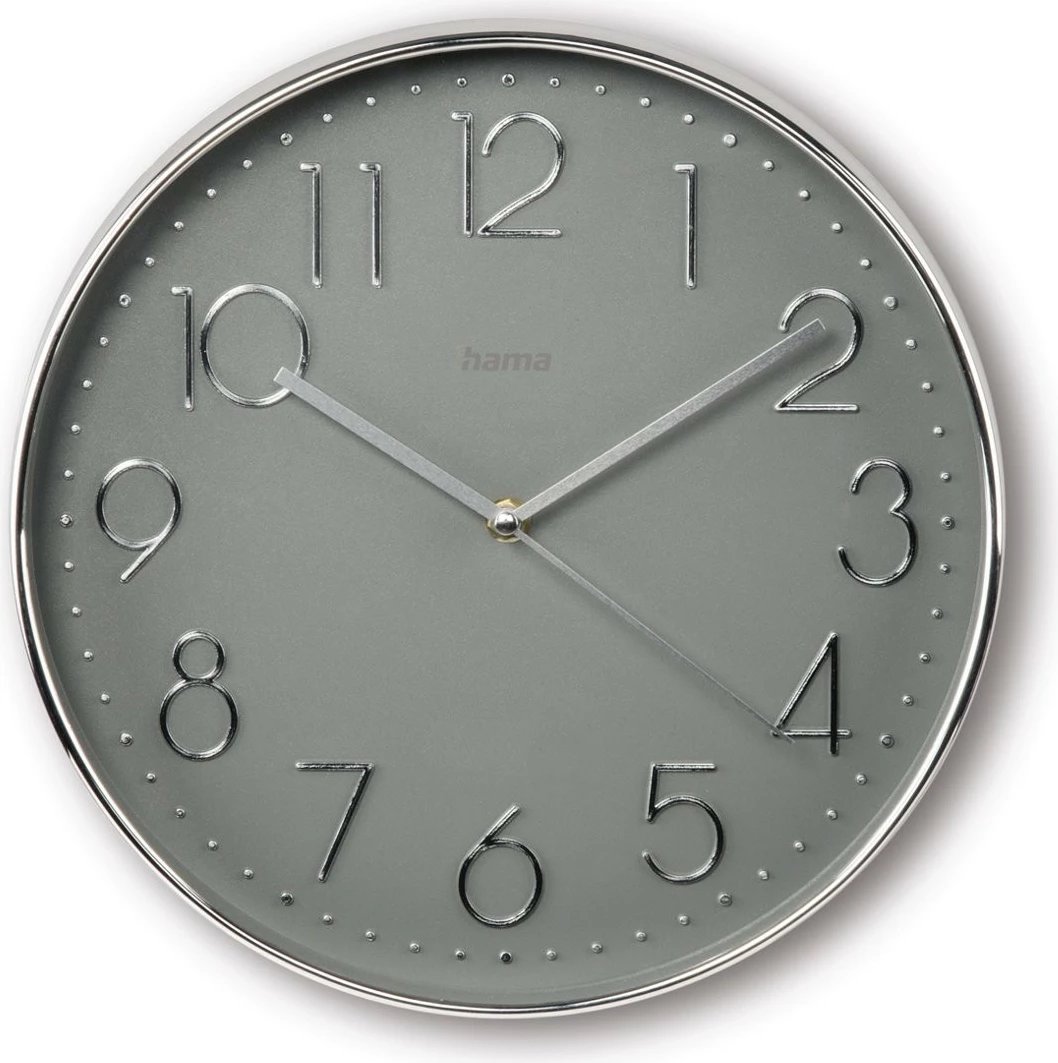 Orë muri Hama 185874, analog, 30 cm, gri-argjend