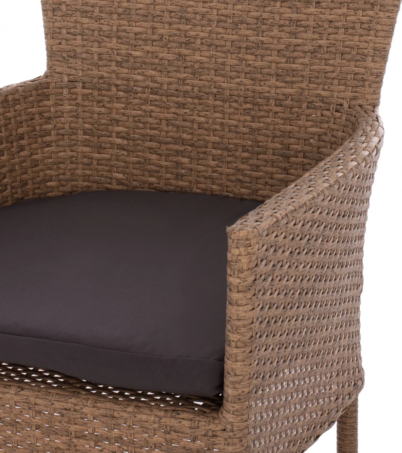 Karrige për jashtë metalike me jastëk & thurje kashte kafe FH5684.02 58x59x84cm