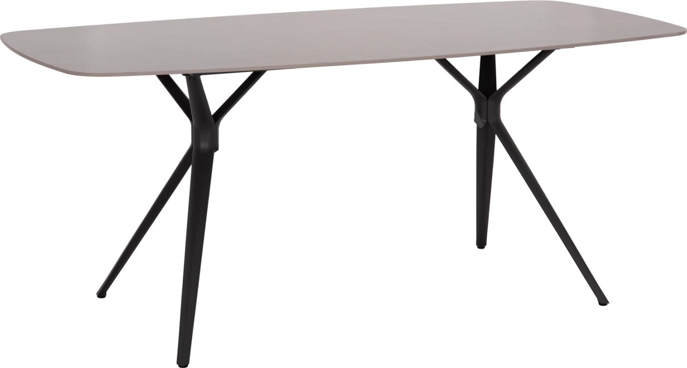 Tavolinë oborri ANTOINE, alumin ngjyrë qymyr, sipërfaqe gur i sinterizuar gri, 180x90x75cm