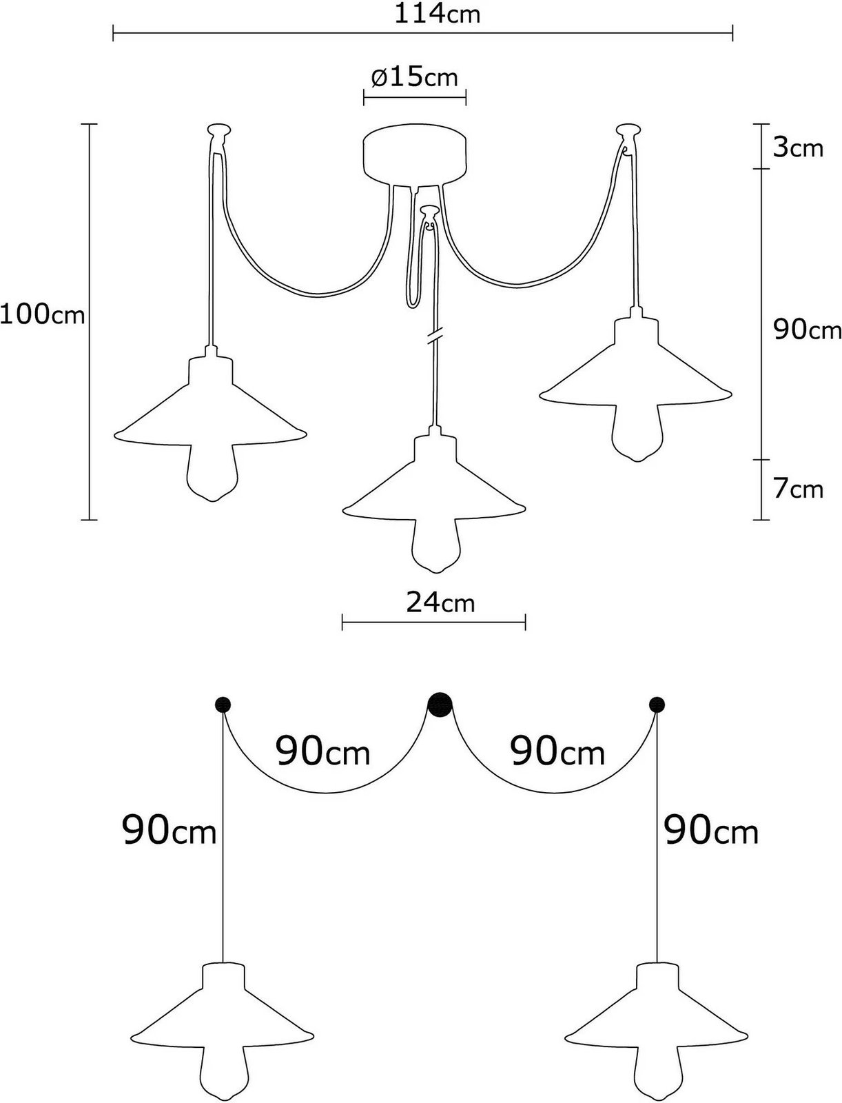 Llambë tavani moderne Opviq, Manavgat - N-546, ngjyrë e zezë, metal dhe dru