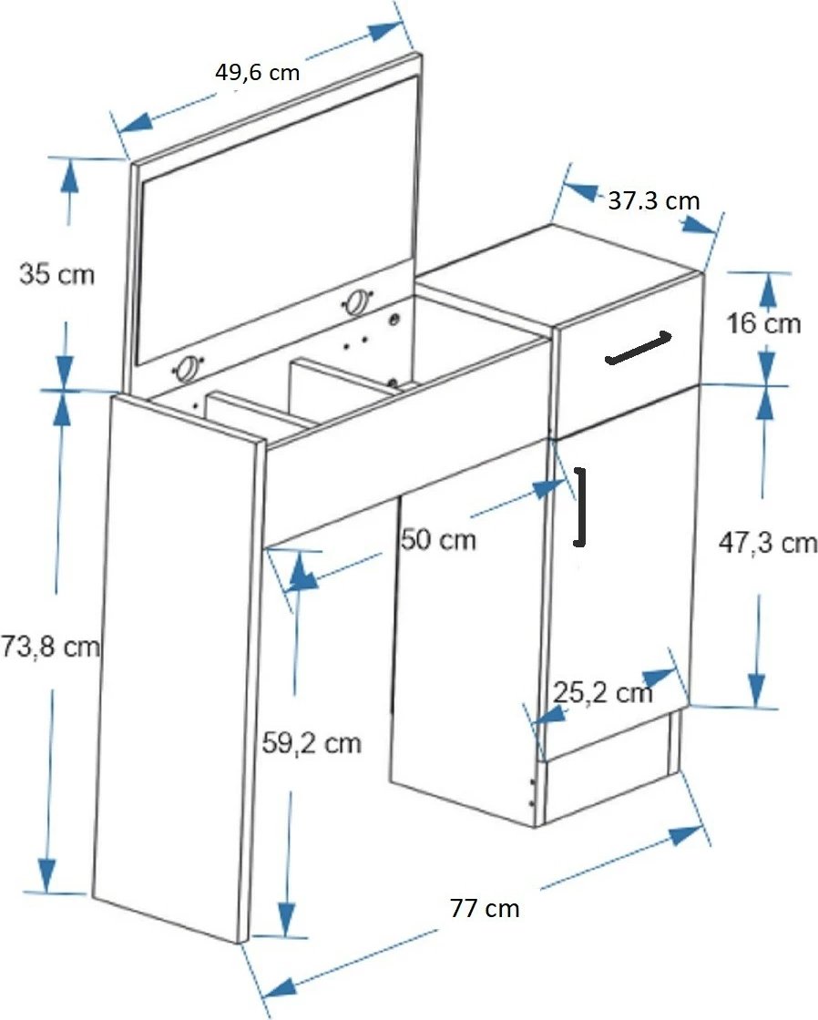 Tavolinë grimi Hanah Home, ngjyrë Atlantic Pine dhe antracit, Inci