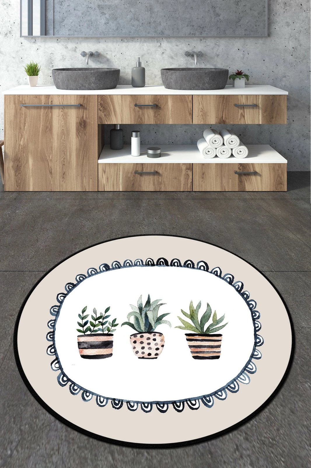 Tapet banjoje Mijölnir, rrethor, dizajn me guipure, Djt 80, shumëngjyrësh