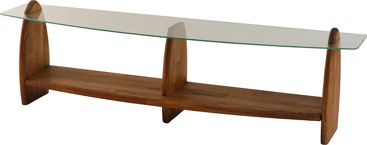 Komodë TV Skye Decor, ngjyrë gështenjë, xham transparent