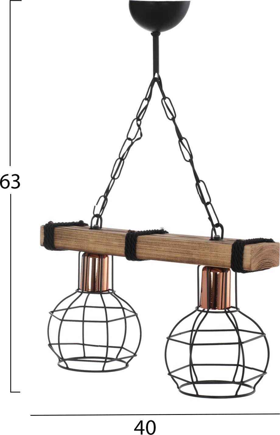 Llambë tavani me dy drita, me rrjeta druri dhe metali, 40x16x63H cm, FH7681.01 Llambë tavani me dy drita, me rrjeta druri dhe metali, 40x16x63H cm, FH7681.01