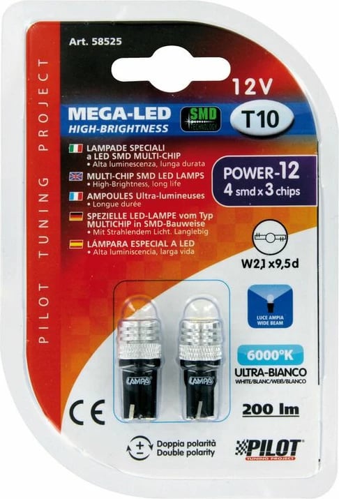 Lampa Led 12v T10 W2,1x9,5d Bardh Blis