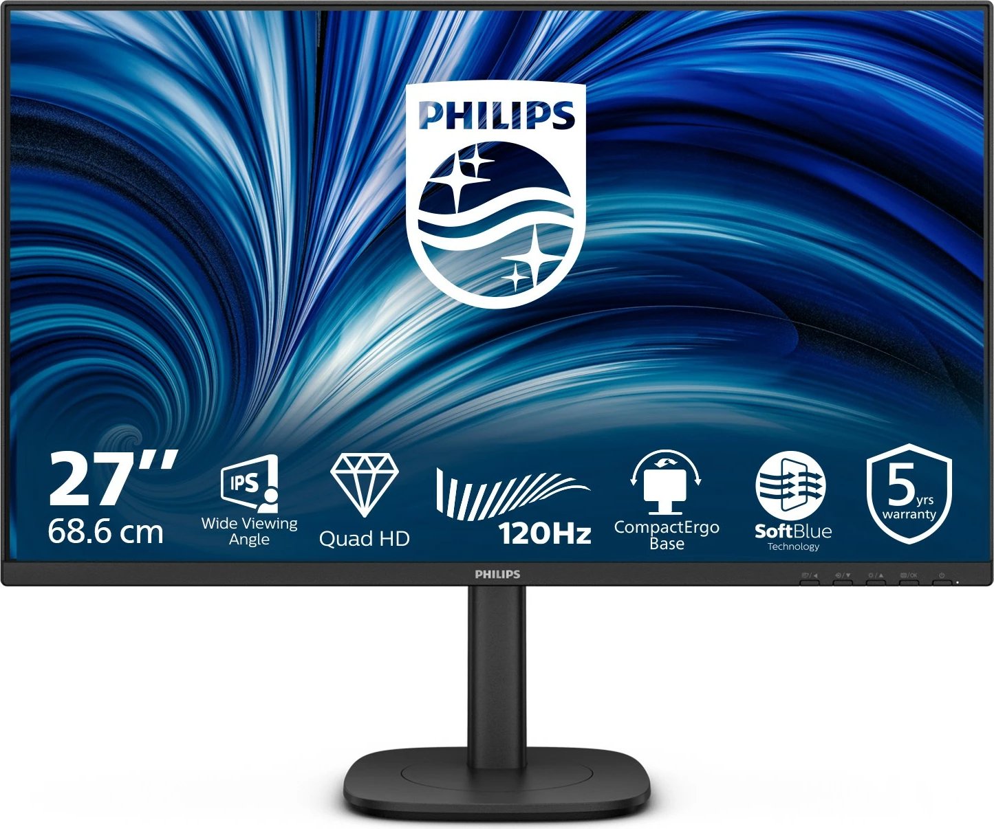 Monitor Philips 27 inç 2560x1440 120Hz IPS USB HUB altoparlantë i zi