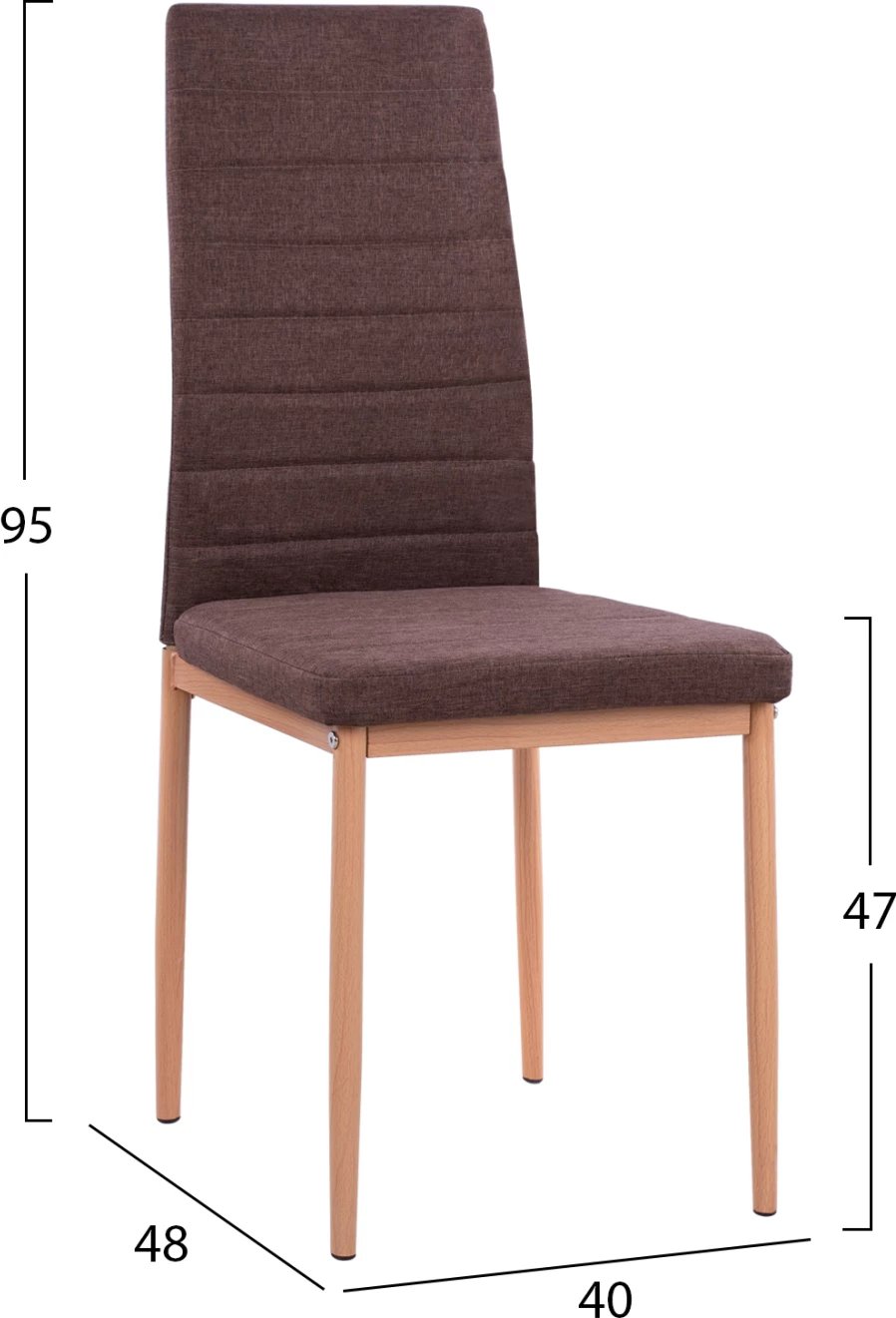 Karrige metalike Lady FH0037.13, pëlhurë kafe me kornizë metalike K/D 40x48x95 cm, set prej 4 copash