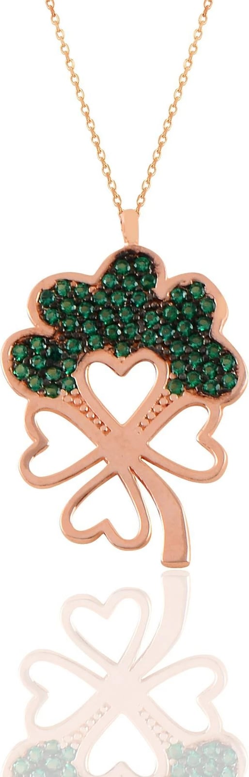 Qafore argjendi Jumeon, ngjyrë rozë ari dhe e gjelbër, 11208ROS