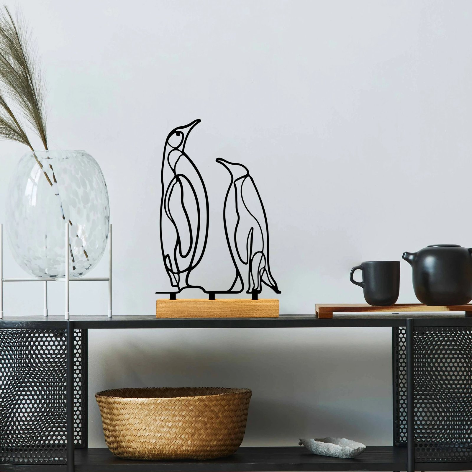 Dekor pingu, metal i zi, bazë druri, Aberto Design, 26x8x17cm