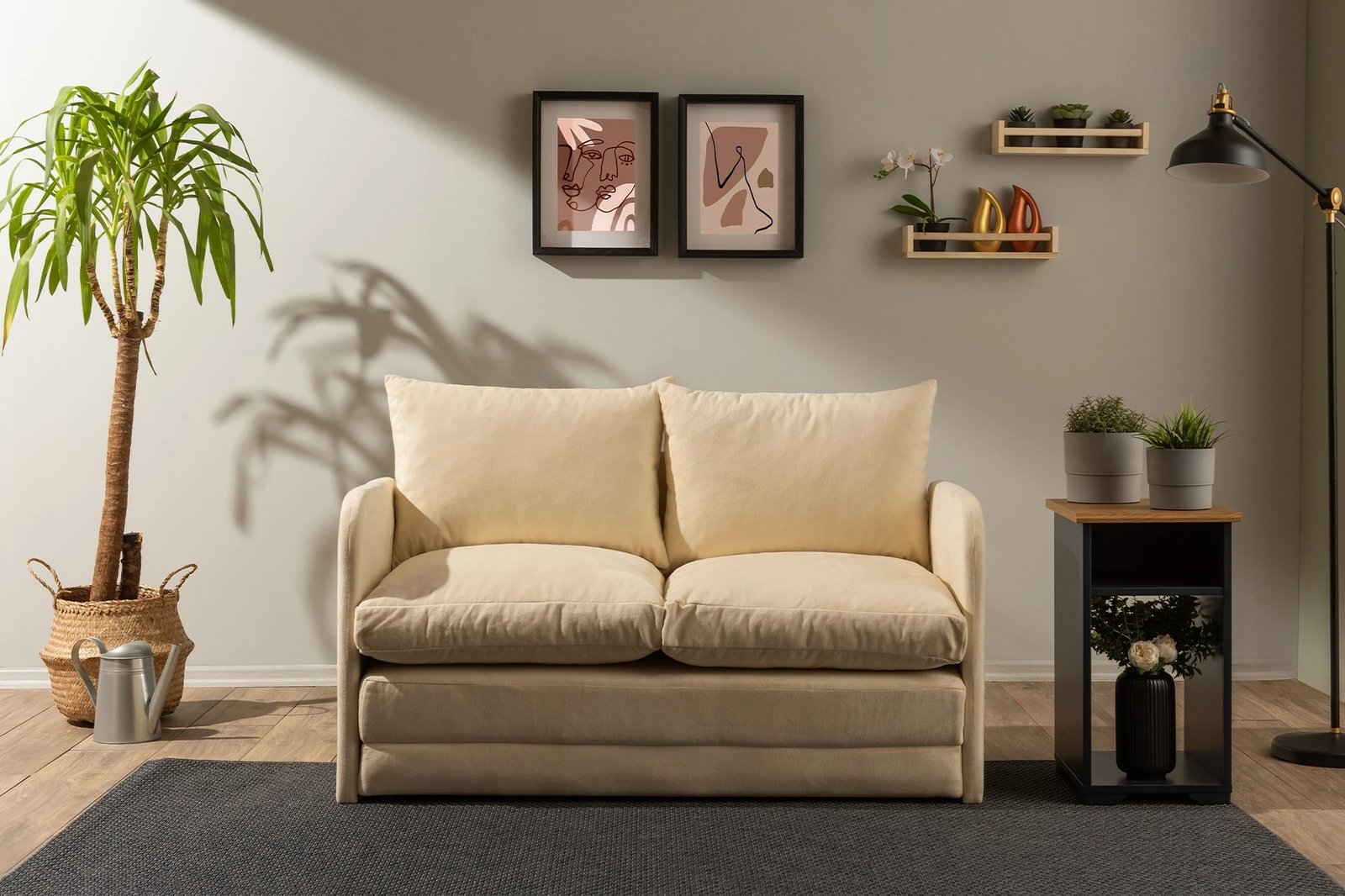 Divan-krevat dy ulëshe, ngjyrë krem, Saga, Atelier del Sofa