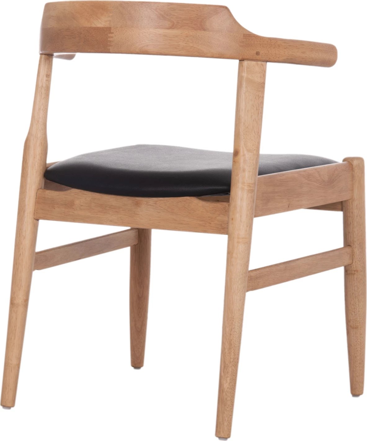 Karrige ngrënieje CERSEI, dru kauçuku, ngjyrë lisi e çelët & ulëse PU e zezë, 57x53x72cm, set prej 2 copash