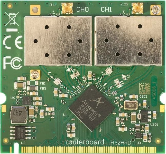 Kartelë rrjeti wireless MikroTik R52HND, Mini PCI, Wi-Fi 4, Gjelbër