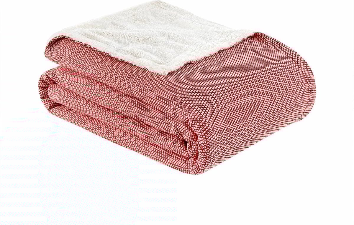 Batanije dopio, pambuk 100%, e kuqe, L'Essentiel Linge de Maison, Likya, 195x220cm