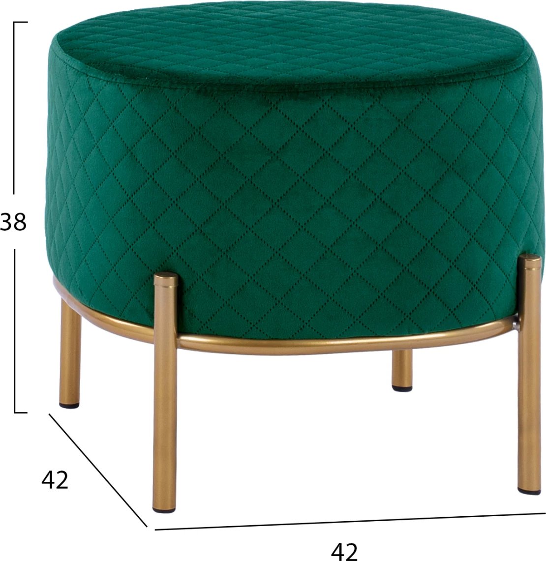 Karrige për bar Sinta, ngjyrë jeshile selvi, bazë ari, FH8638.03, 42x42x38 cm