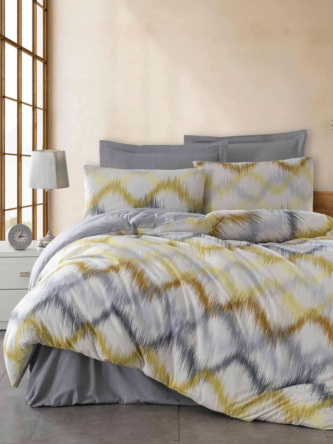 Set mbulesë jorgan XXL njësh, L'essentiel, gri-verdhë