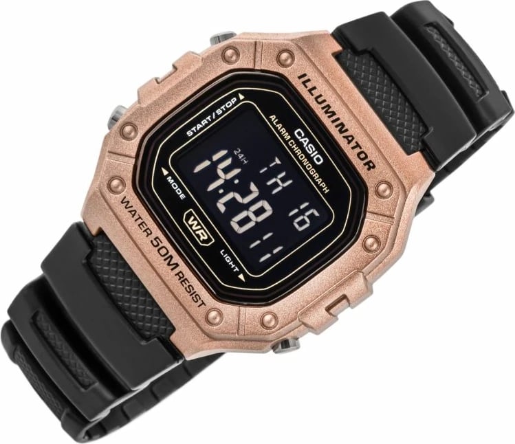 Orë dore për meshkuj CASIO, e zezë