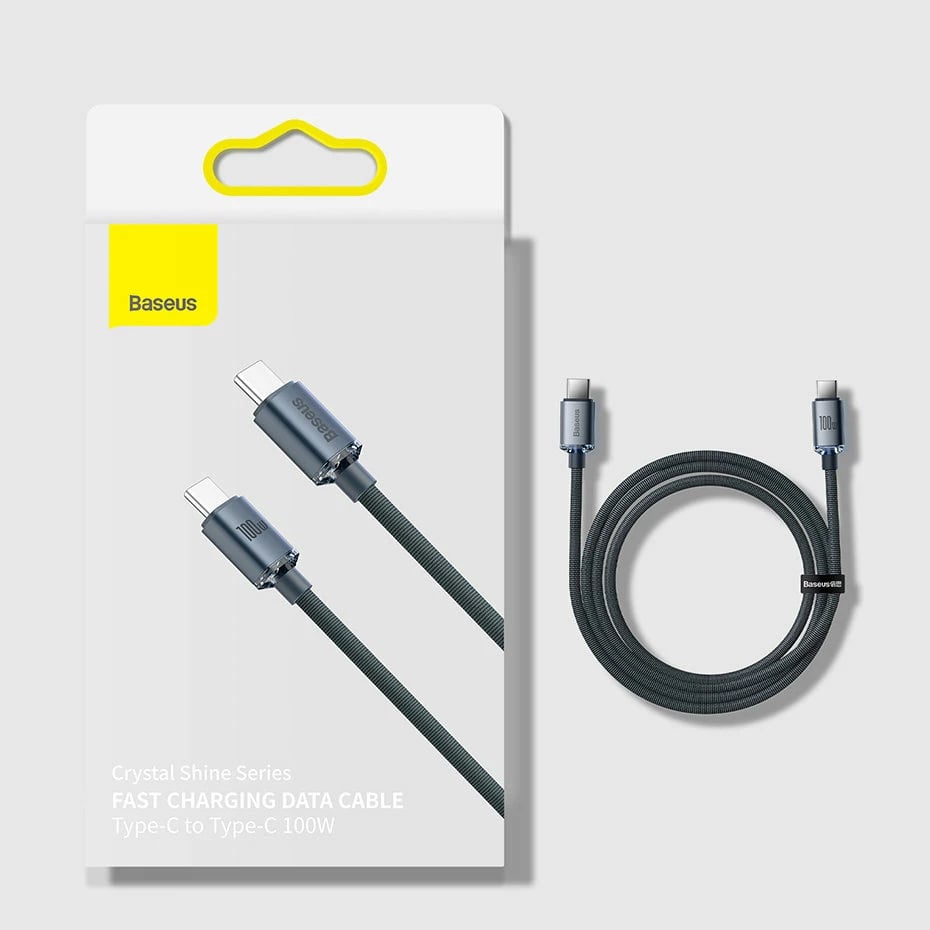 Kabllo USB-C në USB-C Baseus Crystal Shine Series CAJY000603, 1.2m, 100W, Blu