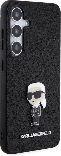 Mbështjellës Karl Lagerfeld Fixed Glitter Ikonik Logo Metal Pin për Samsung Galaxy S24, i zi