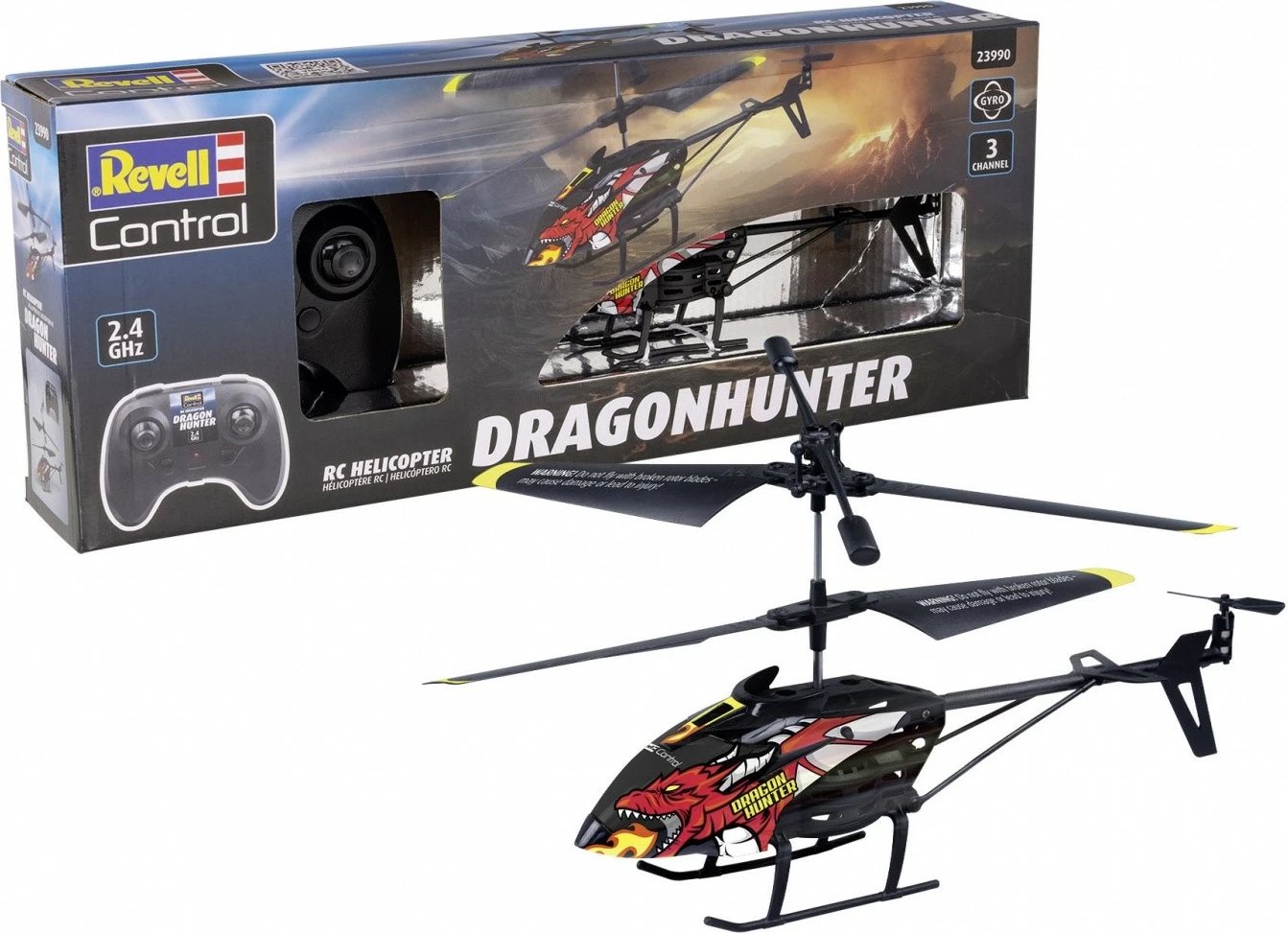 Helikopter RC Revell Dragonhunter, 12 x 4 x 21 cm, i zi/e kuqe/e verdhë