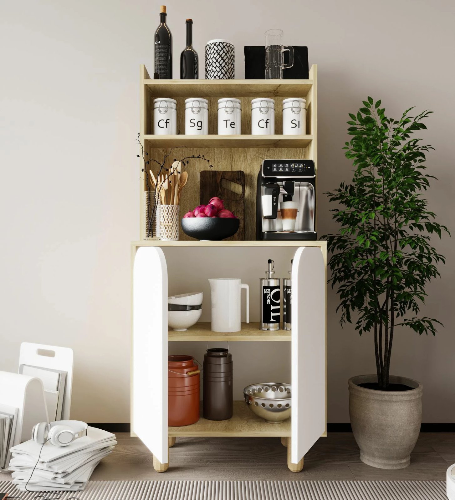 Dollap shumëpërdorimësh Skye Decor, Parma 2, ngjyrë lis safir dhe e bardhë