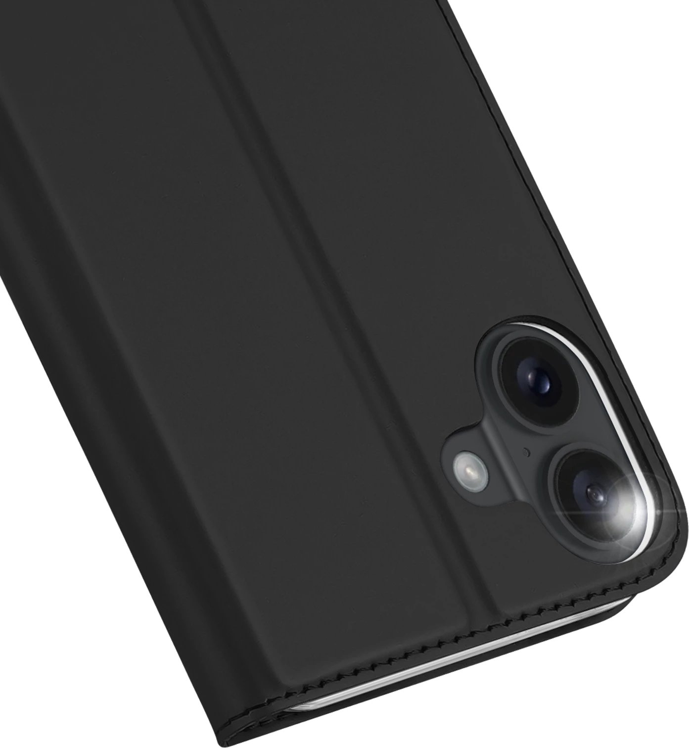 Mbështjellës Dux Ducis Skin Pro për iPhone 16 Plus, me kapak, xhep për kartela, e zezë