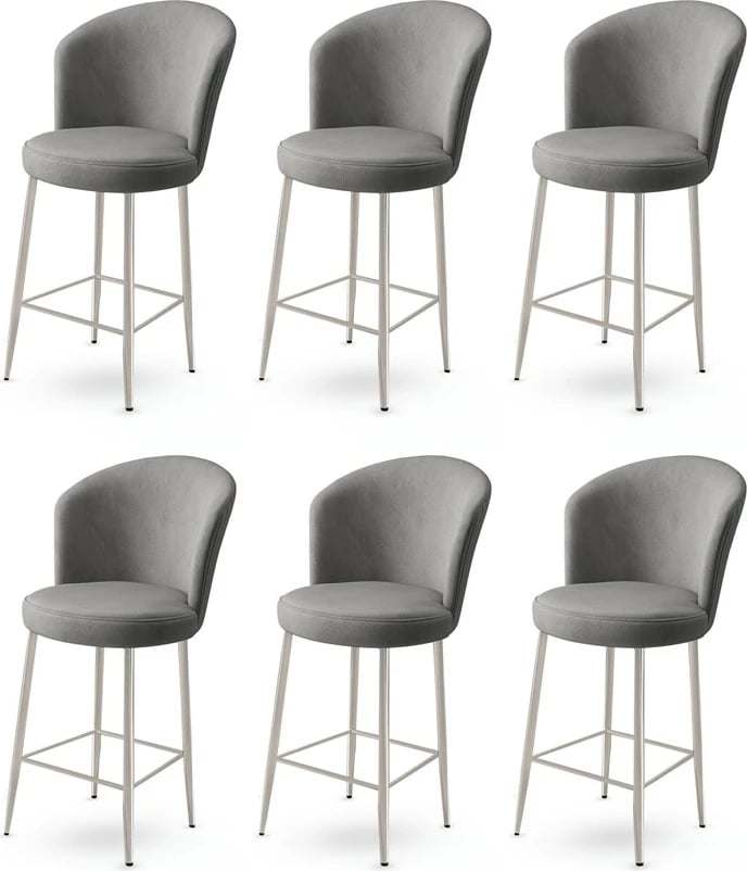 Set karrigesh për bar (6 copë), Hanah Home, Alte, ngjyrë gri, krom