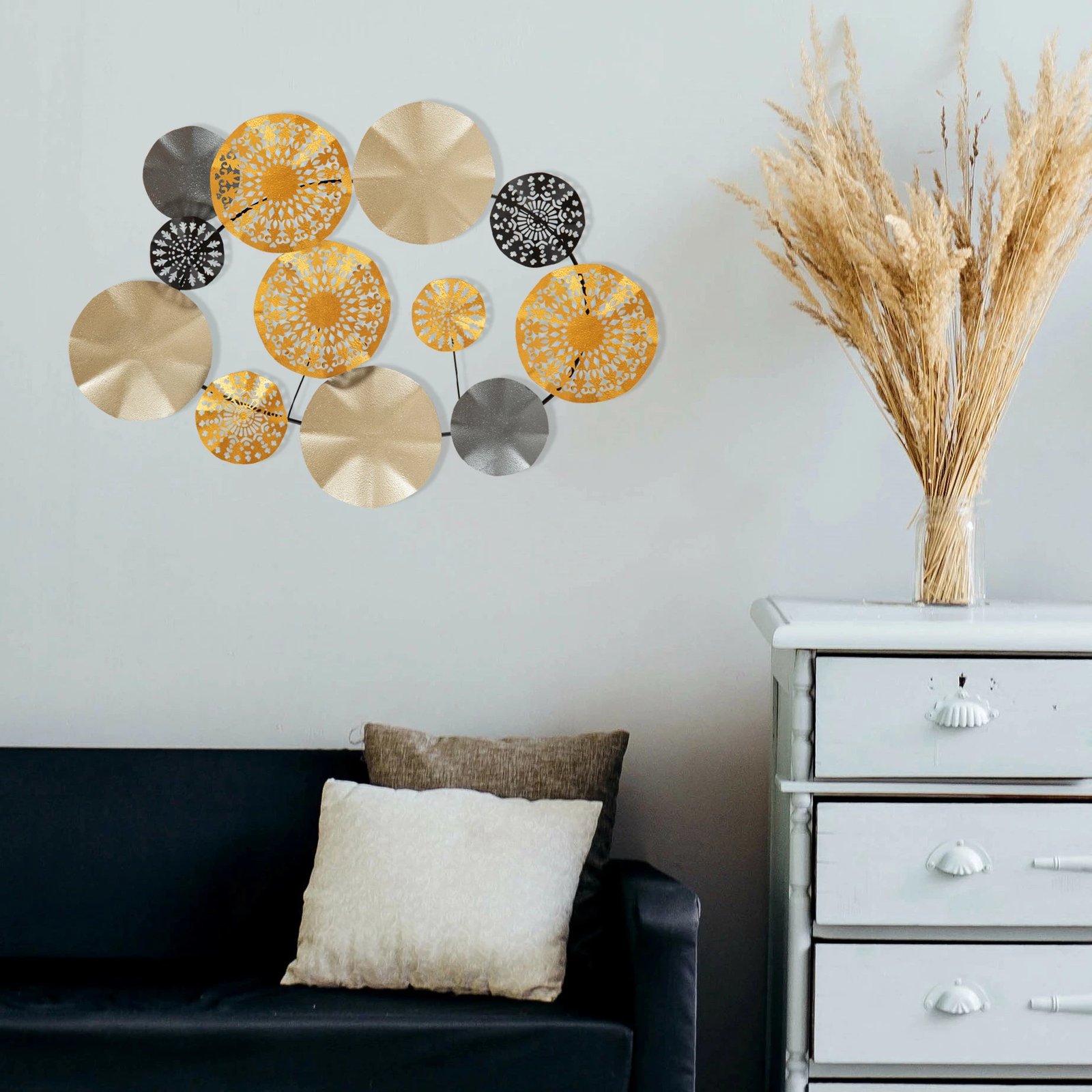 Aksesor dekorativ metalik për mur, Wallity, ngjyrë ari, CH109-1