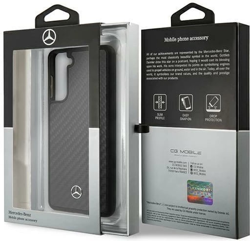 Mbështjellës Mercedes MEHCS21MRCABK Dynamic Line për Samsung Galaxy S21+, i zi, hardcase