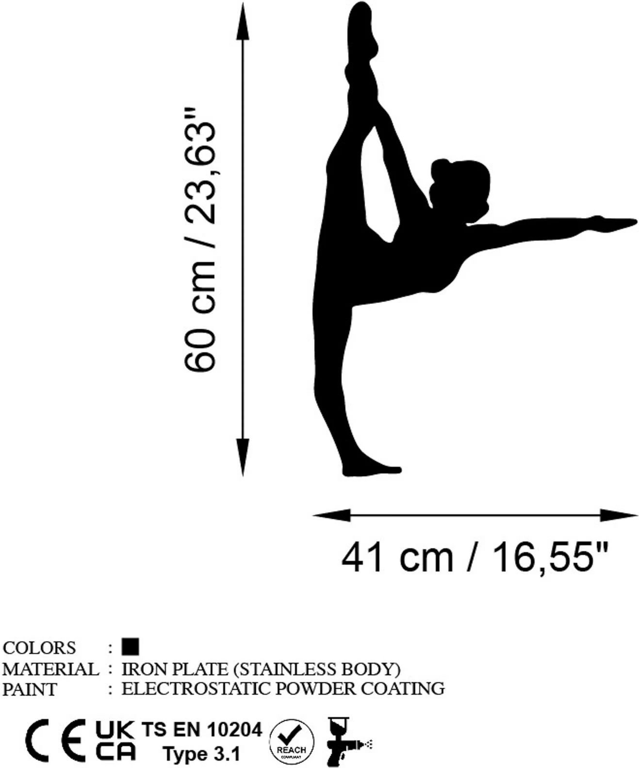 Aksesor dekorativ metalik për mur, Yoga 25, Wallity, ngjyrë e zezë, 41x60cm