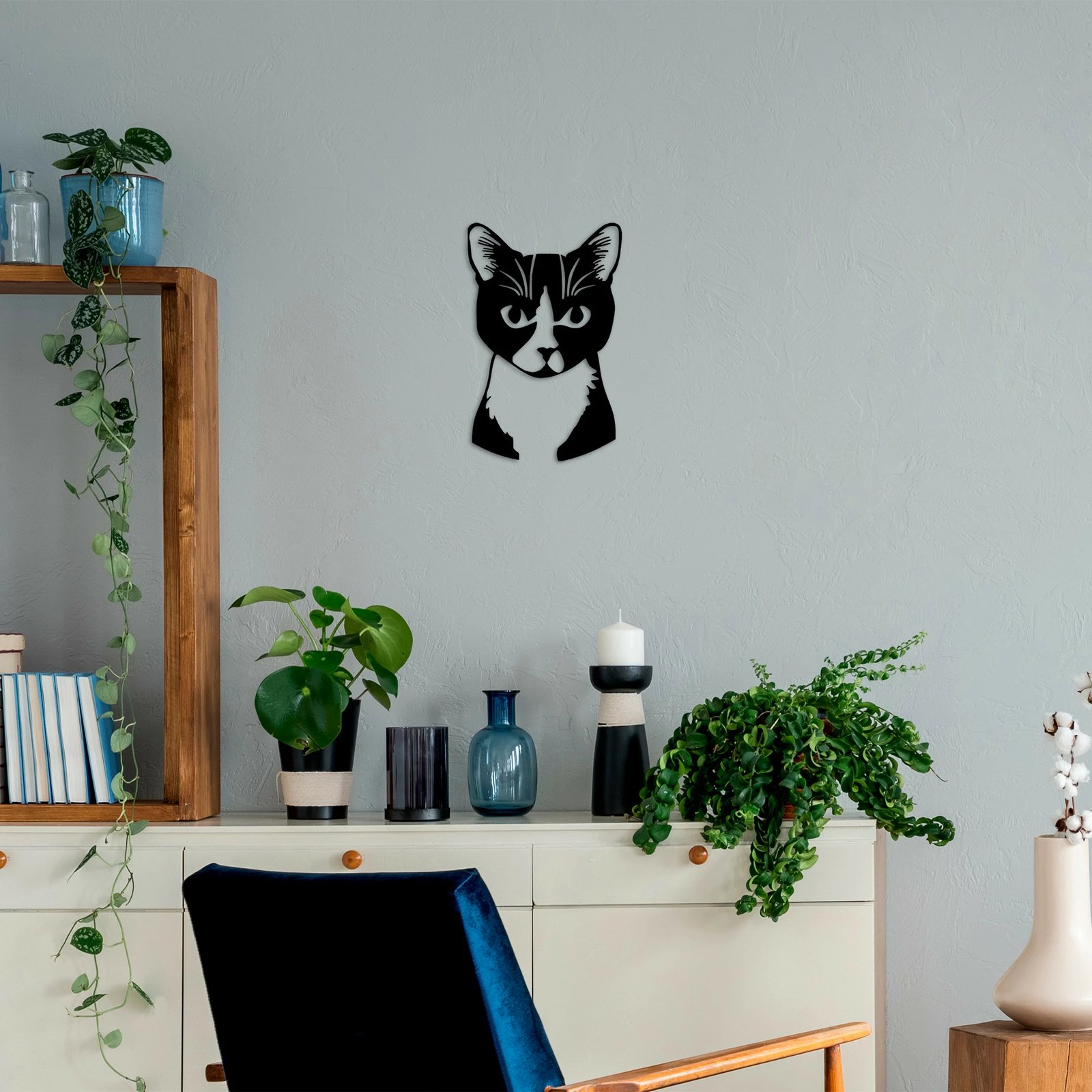 Aksesor dekorativ metalik për mur, mace, Wallity, Cat 10