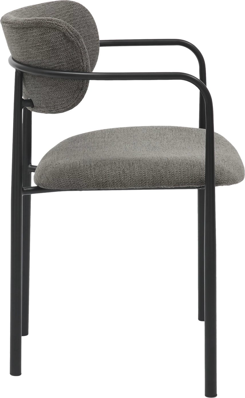 Karrige për ngrënie KRITTER FH9994.02 metal i zi-pëlhurë gri e errët 58x53x76Hcm, set prej 2 copash