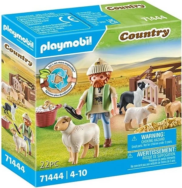 Set figurina Playmobil Country 71444, bari i ri me dele dhe qen Border Collie, 22 pjesë