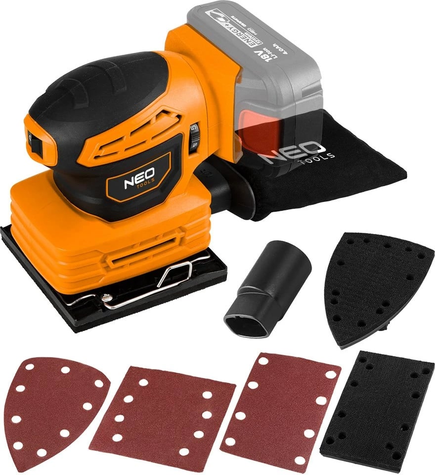 Lëmues orbital NEO TOOLS Energy+ 18V 3-in-1, pa bateri
