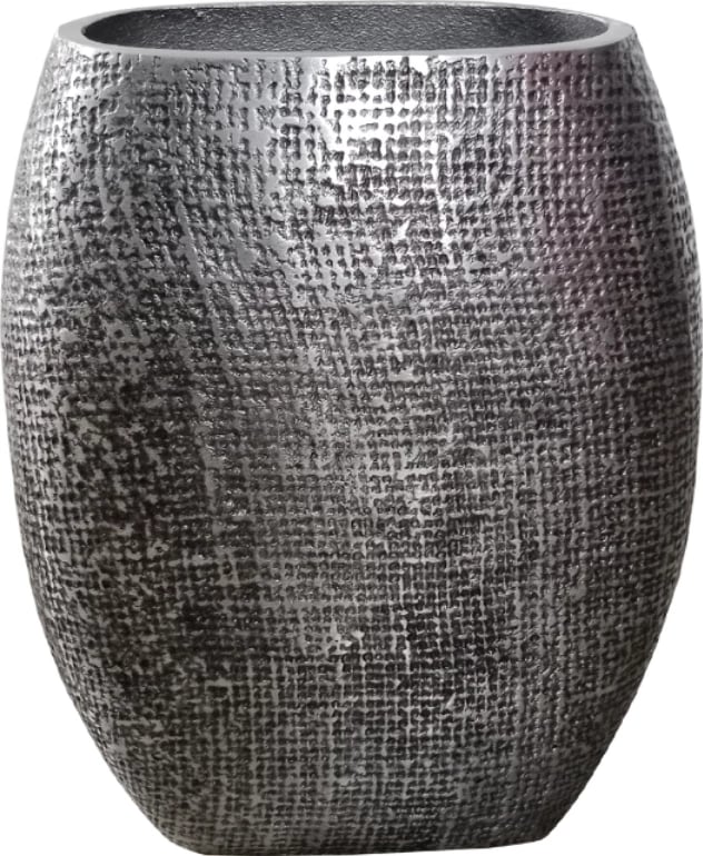 Vazo Kalsu, alumin, ngjyrë argjendi antike, 19x10x24 cm