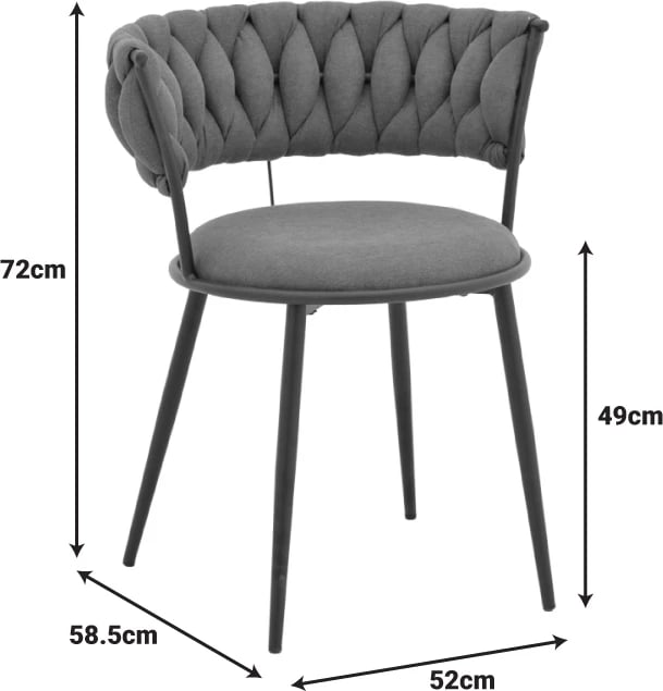 Set 2 ulëse Alkia I, stof chaki, këmbë metalike të zeza, 57x58.5x72cm