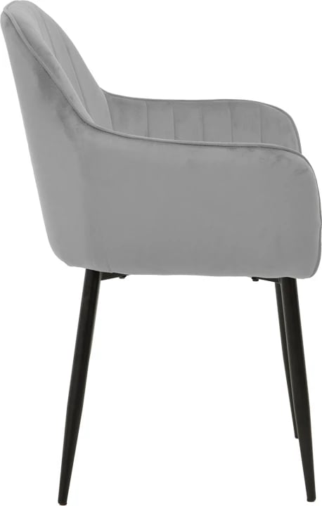 Karrige dore Noor, kadife gri, këmbë metalike të zeza, set prej 2 copash, 58x58x86cm