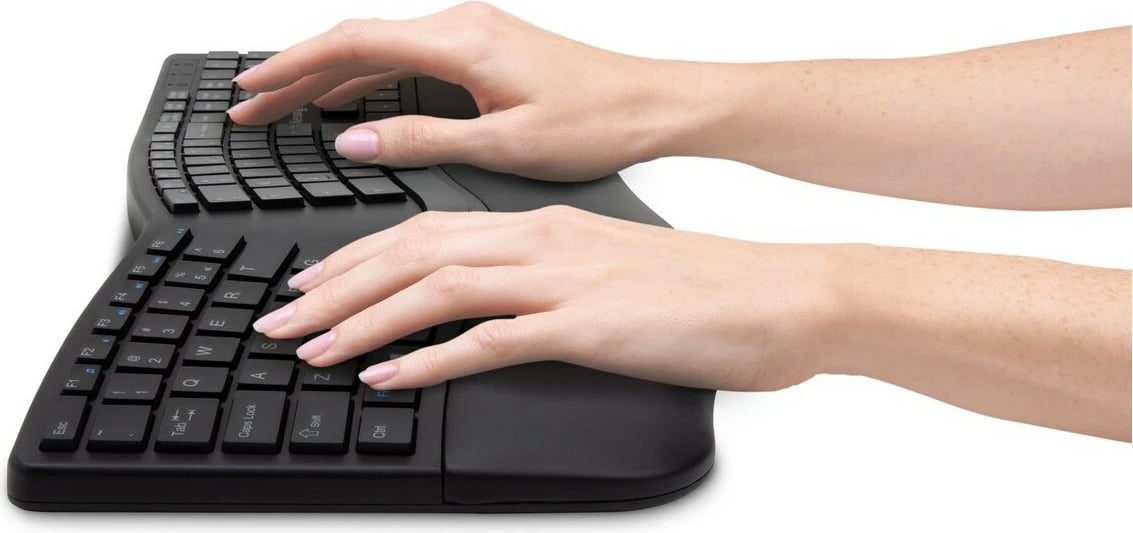 Tastierë wireless Kensington ProFit Ergo, full-size, QWERTY, Bluetooth + RF, e zezë
