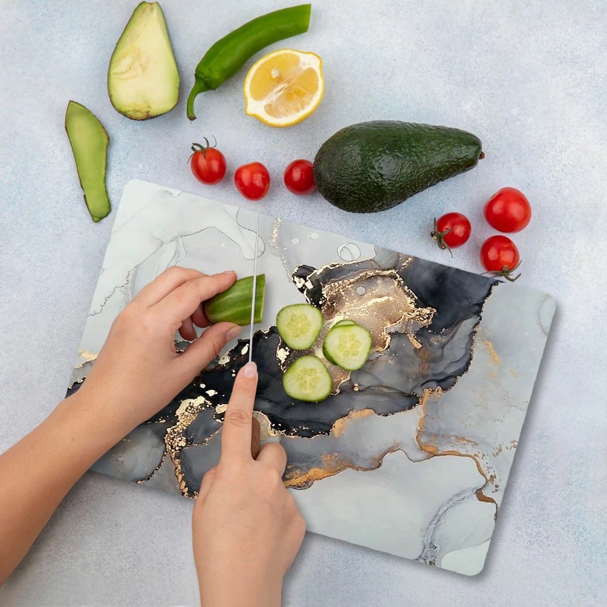 Dërrasë prerëse Hermia, qelq i temperuar, Ckt16 - 3040, shumëngjyrëshe, 30x40cm