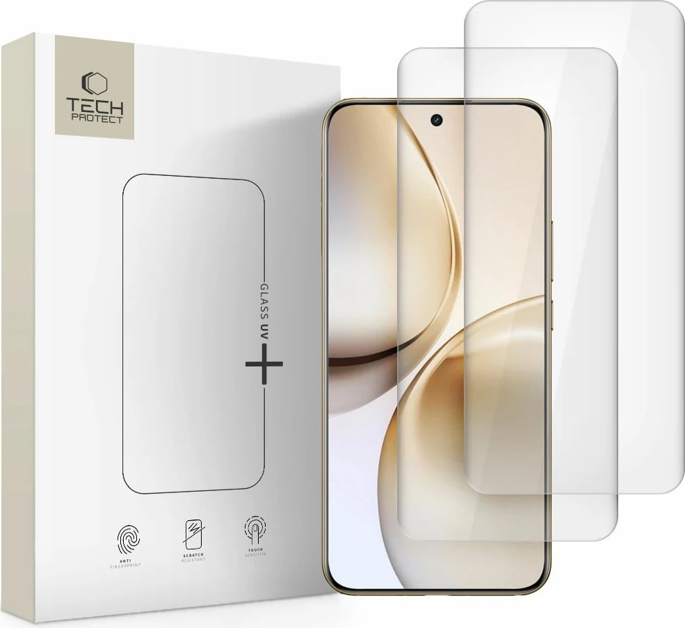 Mbështjellës xhami Tech-Protect Glass UV+ për Realme 14 Pro+ 5G, Transparent, set prej 2 copë