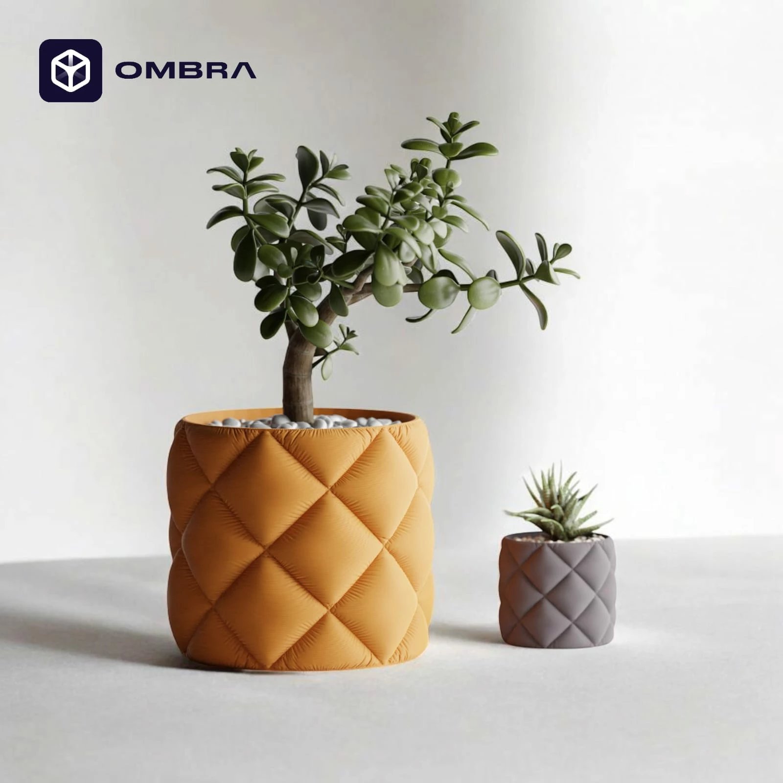 Vazo dekorative Inflated Plant Pot Round, madhësia S, e portokalltë